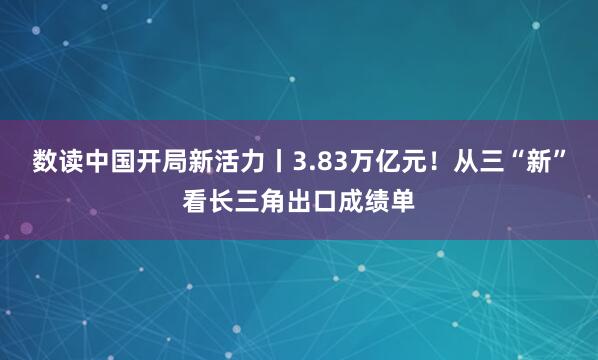 数读中国开局新活力丨3.83万亿元！从三“新”看长三角出口成绩单