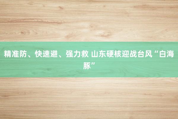精准防、快速避、强力救 山东硬核迎战台风“白海豚”