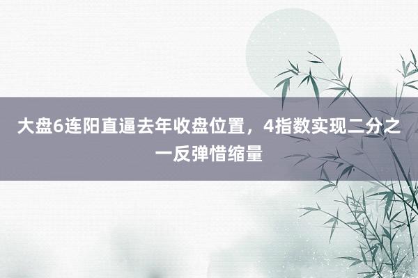 大盘6连阳直逼去年收盘位置，4指数实现二分之一反弹惜缩量