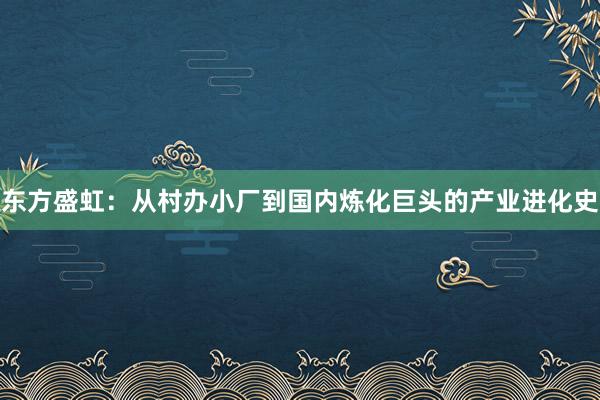东方盛虹：从村办小厂到国内炼化巨头的产业进化史