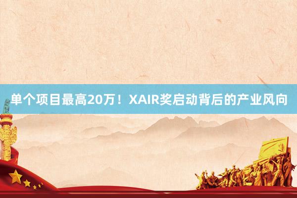 单个项目最高20万！XAIR奖启动背后的产业风向