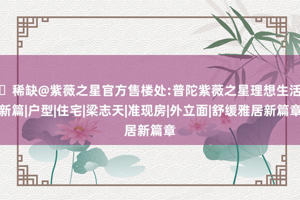 ⚡稀缺@紫薇之星官方售楼处:普陀紫薇之星理想生活新篇|户型|住宅|梁志天|准现房|外立面|舒缓雅居新篇章