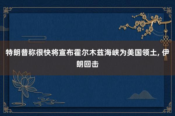 特朗普称很快将宣布霍尔木兹海峡为美国领土, 伊朗回击