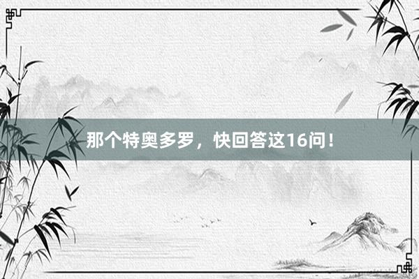 那个特奥多罗，快回答这16问！