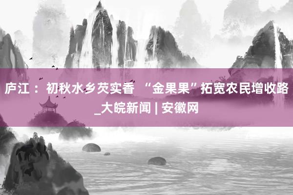 庐江 ：初秋水乡芡实香  “金果果”拓宽农民增收路_大皖新闻 | 安徽网