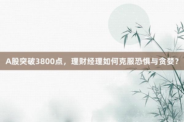 A股突破3800点，理财经理如何克服恐惧与贪婪？