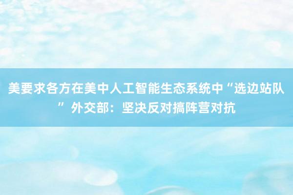 美要求各方在美中人工智能生态系统中“选边站队” 外交部：坚决反对搞阵营对抗