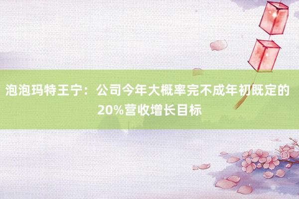 泡泡玛特王宁：公司今年大概率完不成年初既定的 20%营收增长目标