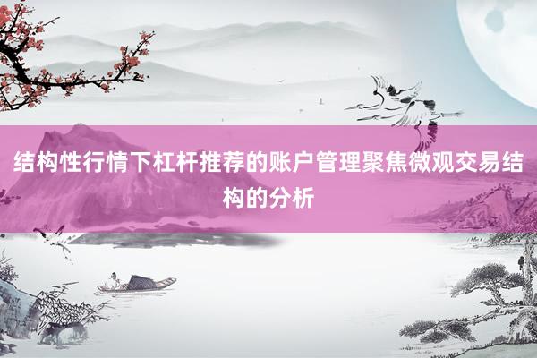 结构性行情下杠杆推荐的账户管理聚焦微观交易结构的分析