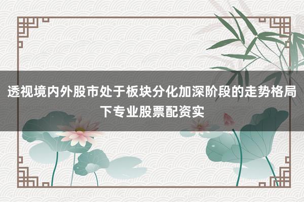 透视境内外股市处于板块分化加深阶段的走势格局下专业股票配资实