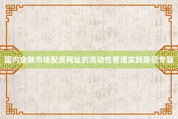 国内金融市场配资网址的流动性管理实践路径专题