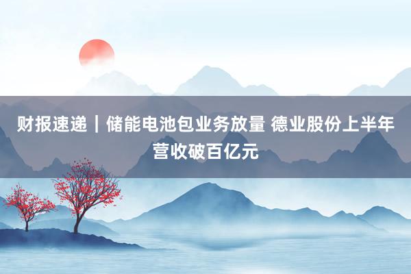 财报速递｜储能电池包业务放量 德业股份上半年营收破百亿元