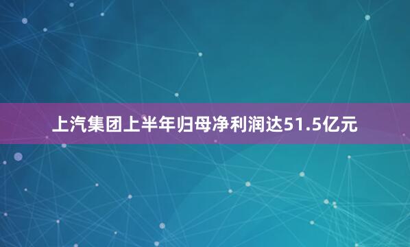 上汽集团上半年归母净利润达51.5亿元
