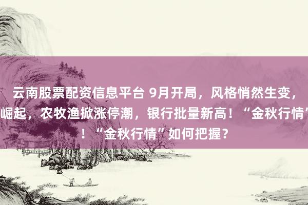 云南股票配资信息平台 9月开局，风格悄然生变，AI萎靡价值崛起，农牧渔掀涨停潮，银行批量新高！“金秋行情”如何把握？
