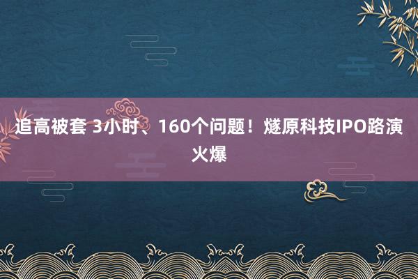 追高被套 3小时、160个问题！燧原科技IPO路演火爆