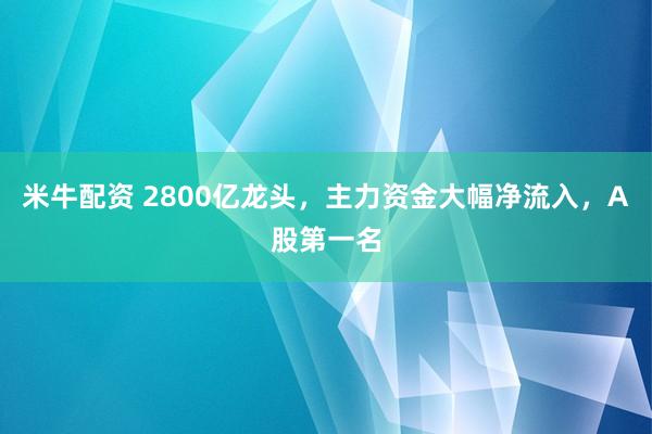 米牛配资 2800亿龙头，主力资金大幅净流入，A股第一名