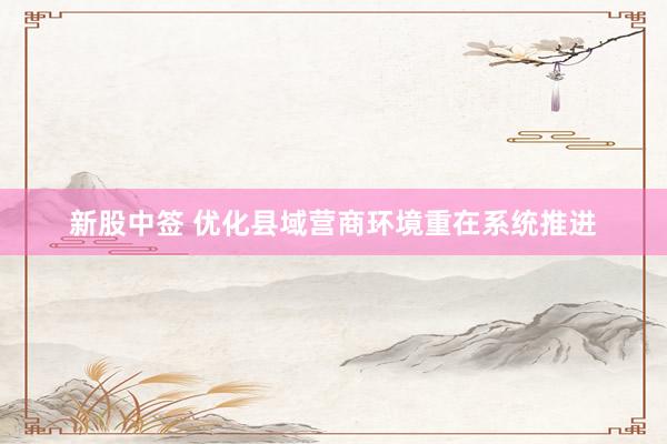 新股中签 优化县域营商环境重在系统推进