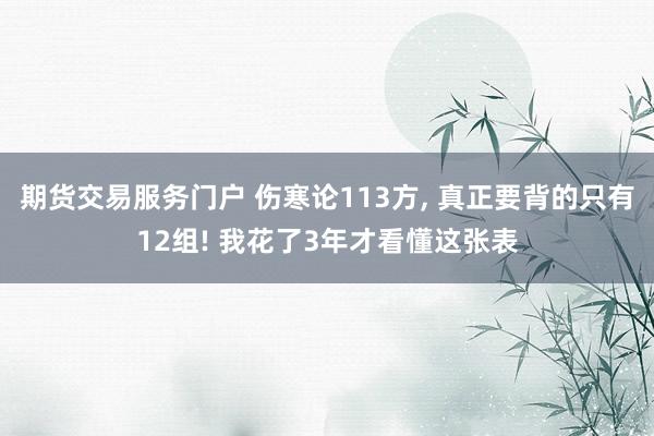 期货交易服务门户 伤寒论113方, 真正要背的只有12组! 我花了3年才看懂这张表